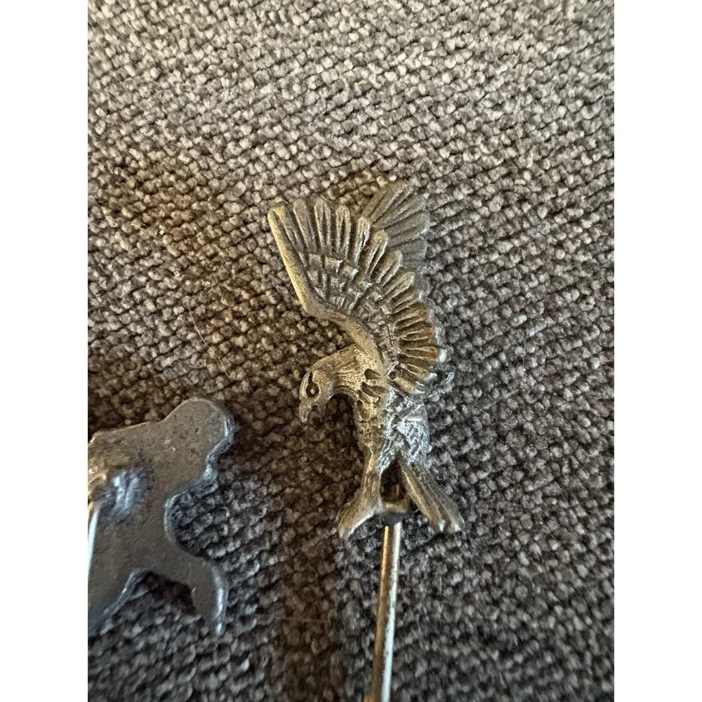 American Bald Eagle Wings Out Stick Pin VINTAGE ORIGINAL + Pheasant Small Pin - Picture 6 of 7